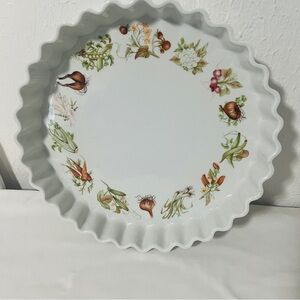 PILLIVUYT  - White Fluted Porcelain 12” QUICHE/TART PAN Vegetable Design France